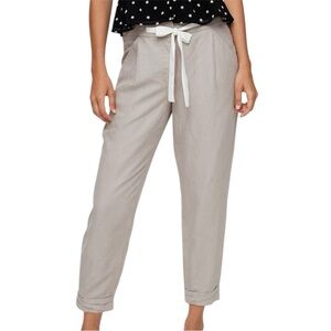 Wilfred Aritzia Linen Pants Sz: 2 Grey Drawstring  Tapered Ankle Cropped Coastal